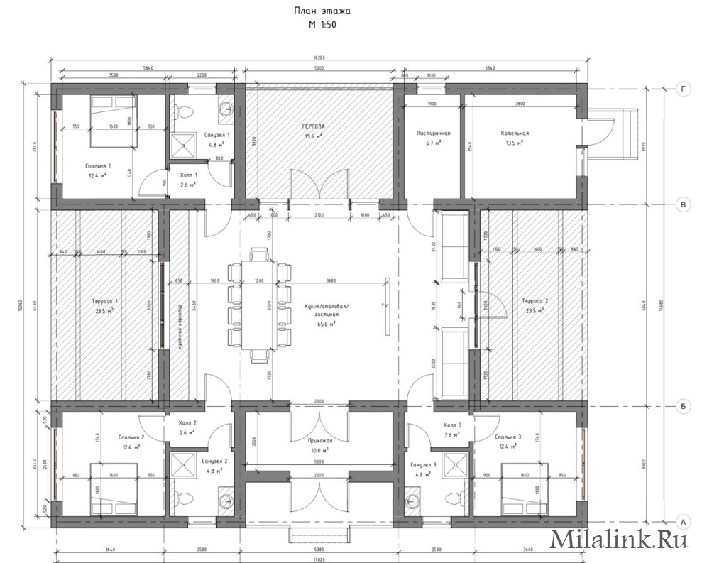 Одноэтажный коттедж 270 м² + дизайн внутри