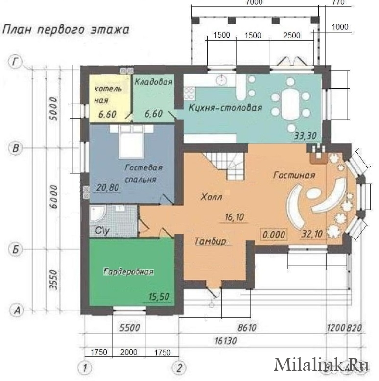 Коттедж 310 м² с большим холлом-гостиной