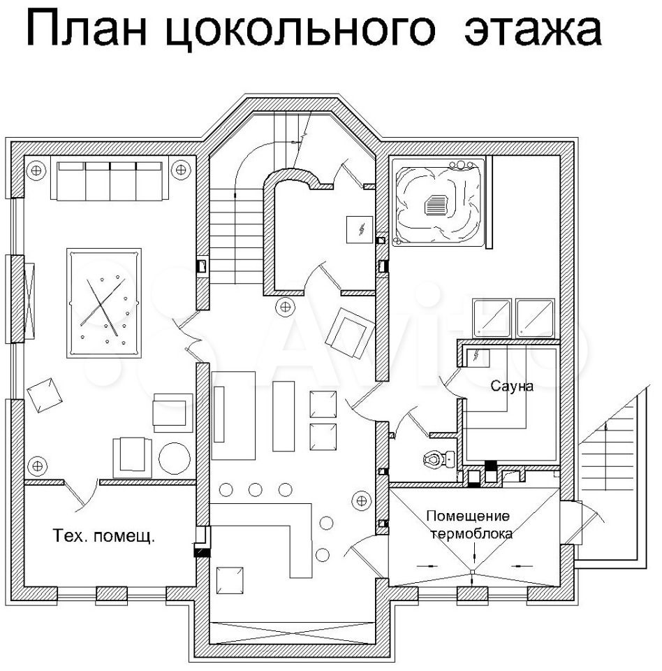 Коттедж 453 м² на 3 этажа + цокольный